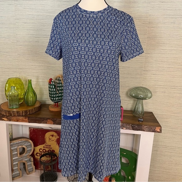 NWT Cabana Life Blue & White Short Sleeve Shift Dress UPF 50 Womans Size Small - Picture 6 of 6